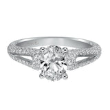 Artcarved Bridal Mounted with CZ Center Contemporary Engagement Ring Laura 14K White Gold