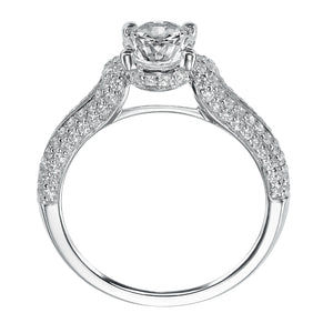 Artcarved Bridal Semi-Mounted with Side Stones Contemporary Engagement Ring Laura 14K White Gold