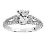 Artcarved Bridal Semi-Mounted with Side Stones Contemporary Engagement Ring Laura 14K White Gold