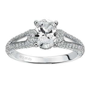 Artcarved Bridal Semi-Mounted with Side Stones Contemporary Engagement Ring Laura 14K White Gold