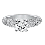 Artcarved Bridal Semi-Mounted with Side Stones Classic Engagement Ring Phyllis 14K White Gold