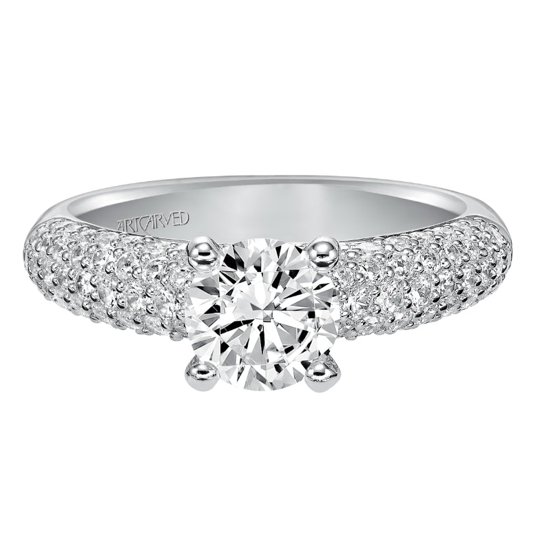 Artcarved Bridal Semi-Mounted with Side Stones Classic Engagement Ring Phyllis 14K White Gold