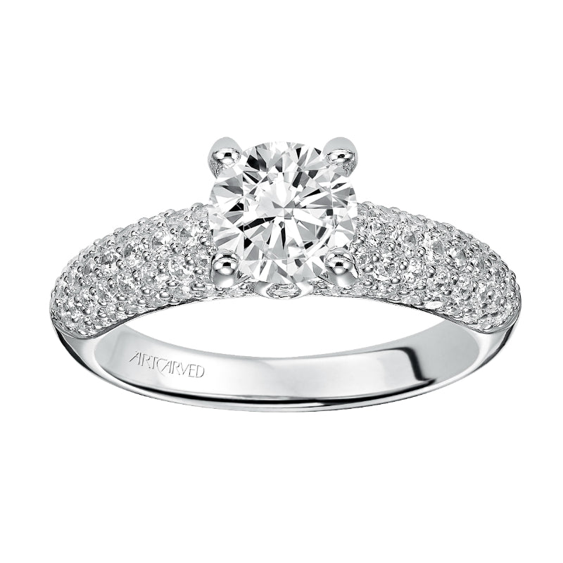 Artcarved Bridal Semi-Mounted with Side Stones Classic Engagement Ring Phyllis 14K White Gold