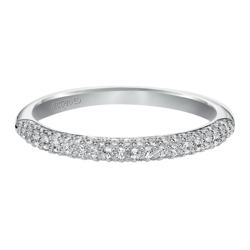 Artcarved Bridal Mounted with Side Stones Classic Diamond Wedding Band Phyllis 14K White Gold