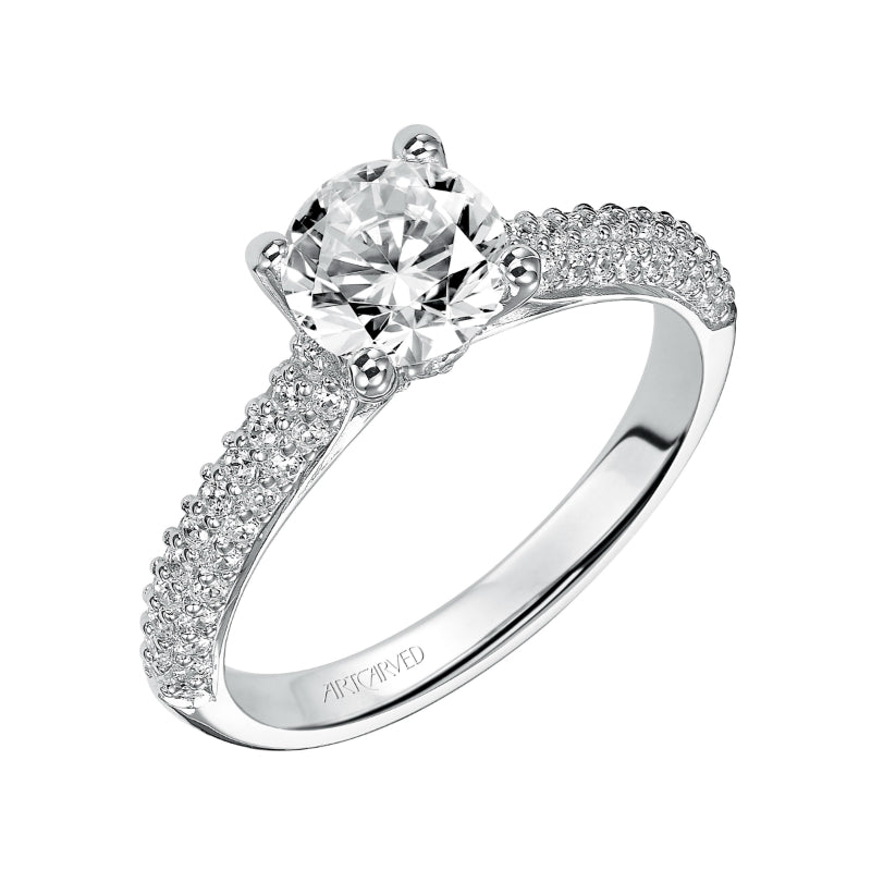 Artcarved Bridal Mounted with CZ Center Classic Engagement Ring Colleen 14K White Gold