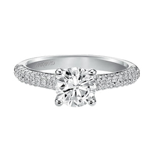 Artcarved Bridal Semi-Mounted with Side Stones Classic Engagement Ring Colleen 14K White Gold