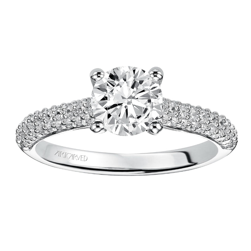 Artcarved Bridal Semi-Mounted with Side Stones Classic Engagement Ring Colleen 14K White Gold