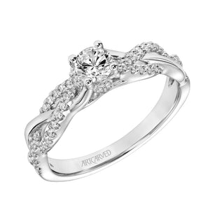 Artcarved Bridal Mounted Mined Live Center Contemporary One Love Engagement Ring Virginia 18K White Gold