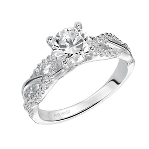 Artcarved Bridal Semi-Mounted with Side Stones Contemporary Twist Diamond Engagement Ring Virginia 14K White Gold