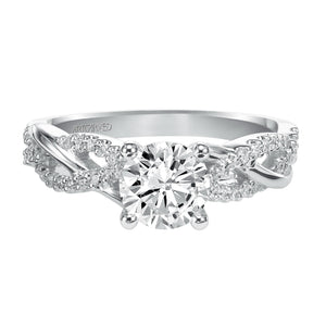 Artcarved Bridal Semi-Mounted with Side Stones Contemporary Twist Diamond Engagement Ring Virginia 14K White Gold