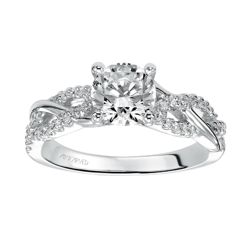 Artcarved Bridal Semi-Mounted with Side Stones Contemporary Twist Diamond Engagement Ring Virginia 14K White Gold