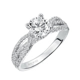 Artcarved Bridal Mounted with CZ Center Contemporary Twist Diamond Engagement Ring Marybeth 14K White Gold