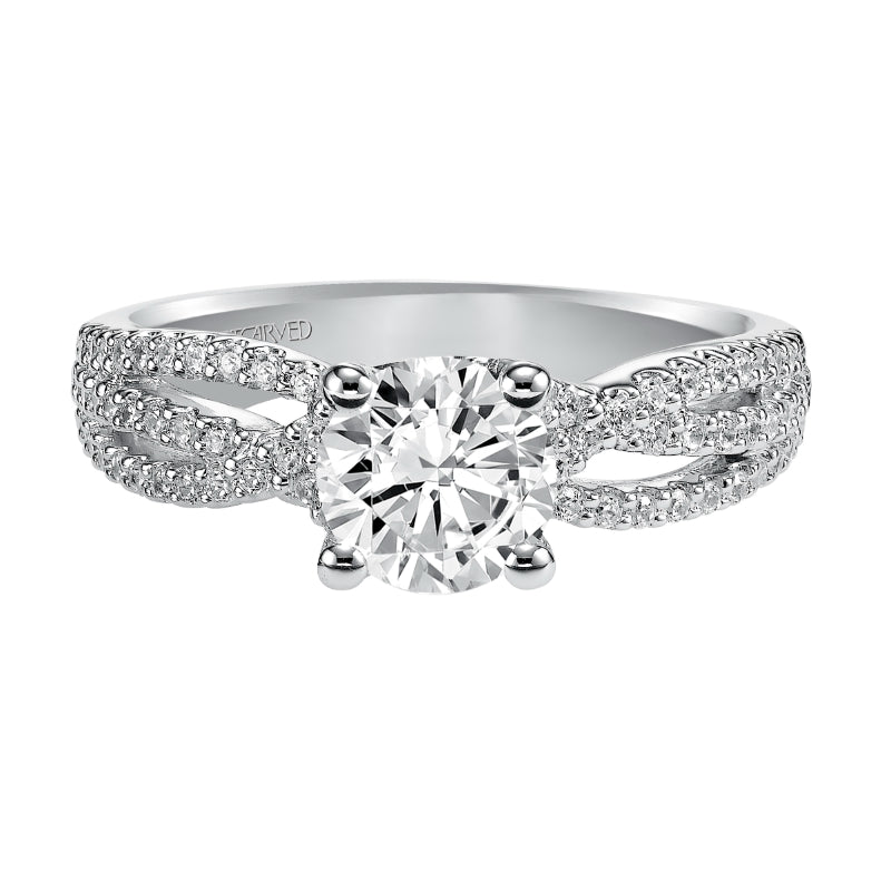 Artcarved Bridal Semi-Mounted with Side Stones Contemporary Twist Diamond Engagement Ring Marybeth 14K White Gold