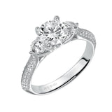 Artcarved Bridal Mounted with CZ Center Vintage 3-Stone Engagement Ring Bridget 14K White Gold