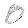 Artcarved Bridal Semi-Mounted with Side Stones Vintage 3-Stone Engagement Ring Bridget 14K White Gold