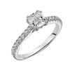 Artcarved Bridal Semi-Mounted with Side Stones Classic Engagement Ring Justine 14K White Gold