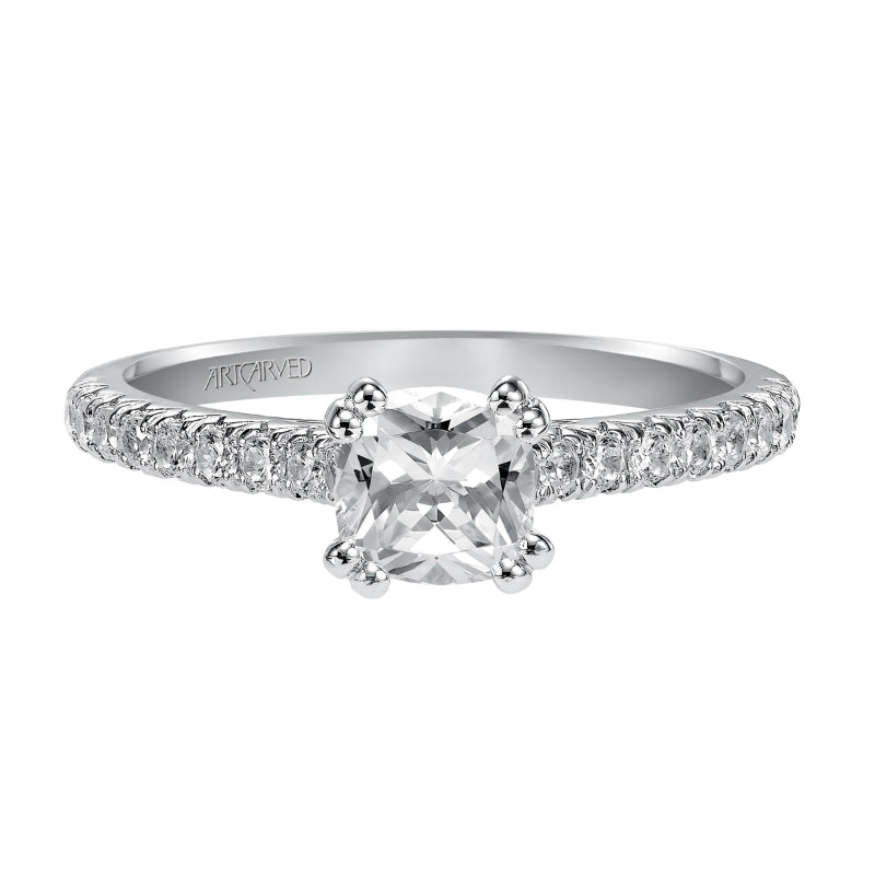 Artcarved Bridal Mounted with CZ Center Classic Engagement Ring Justine 14K White Gold