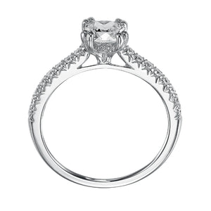 Artcarved Bridal Semi-Mounted with Side Stones Classic Engagement Ring Justine 14K White Gold