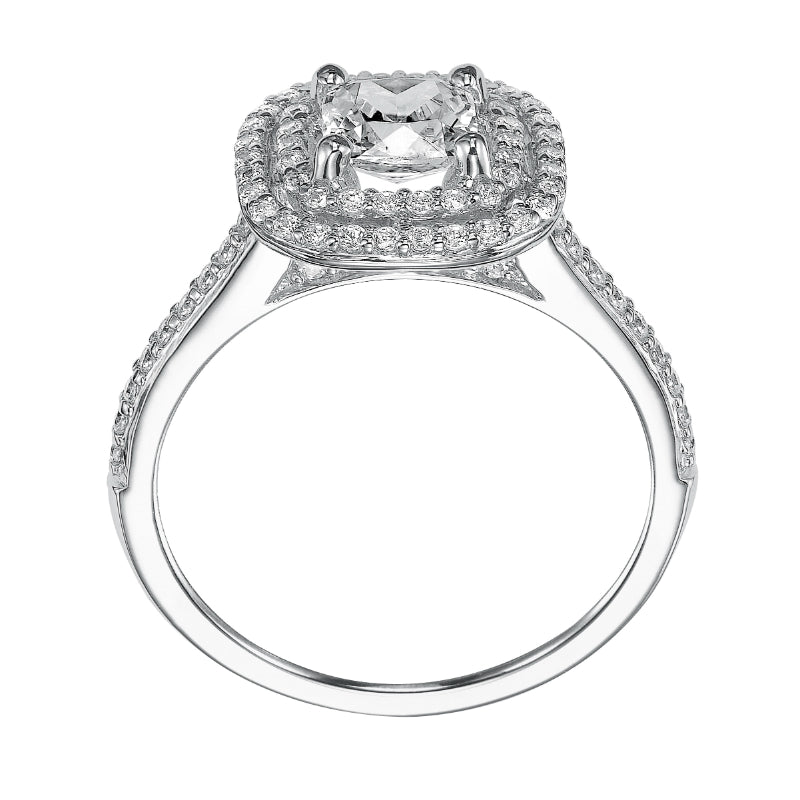 Artcarved Bridal Semi-Mounted with Side Stones Classic Halo Engagement Ring Tara 14K White Gold