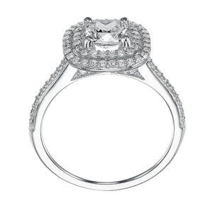 Artcarved Bridal Mounted with CZ Center Classic Halo Engagement Ring Tara 14K White Gold