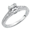 Artcarved Bridal Mounted with CZ Center Vintage Engraved Diamond Engagement Ring Jada 14K White Gold