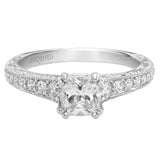 Artcarved Bridal Mounted with CZ Center Vintage Engraved Diamond Engagement Ring Jada 14K White Gold