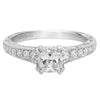 Artcarved Bridal Mounted with CZ Center Vintage Engraved Diamond Engagement Ring Jada 14K White Gold