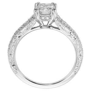 Artcarved Bridal Semi-Mounted with Side Stones Vintage Engraved Diamond Engagement Ring Jada 14K White Gold