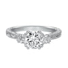 Artcarved Bridal Mounted with CZ Center Vintage Engraved 3-Stone Engagement Ring Anabelle 14K White Gold