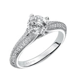 Artcarved Bridal Mounted with CZ Center Vintage Engagement Ring Jeanette 14K White Gold