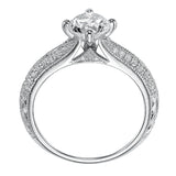 Artcarved Bridal Semi-Mounted with Side Stones Vintage Engagement Ring Jeanette 14K White Gold