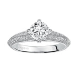 Artcarved Bridal Semi-Mounted with Side Stones Vintage Engagement Ring Jeanette 14K White Gold