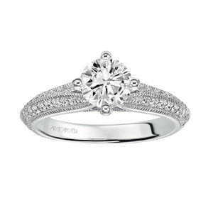 Artcarved Bridal Mounted with CZ Center Vintage Engagement Ring Jeanette 14K White Gold