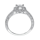 Artcarved Bridal Semi-Mounted with Side Stones Vintage Halo Engagement Ring Amaya 14K White Gold