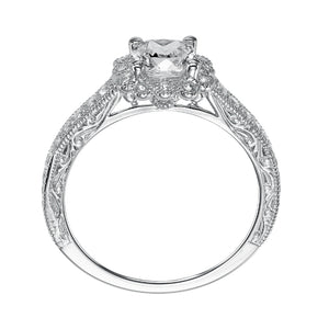 Artcarved Bridal Mounted with CZ Center Vintage Halo Engagement Ring Amaya 14K White Gold