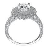 Artcarved Bridal Mounted with CZ Center Vintage Engagement Ring Roxanne 14K White Gold