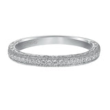 Artcarved Bridal Mounted with Side Stones Vintage Diamond Wedding Band Roxanne 14K White Gold