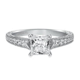 Artcarved Bridal Semi-Mounted with Side Stones Vintage Engagement Ring Ruth 14K White Gold