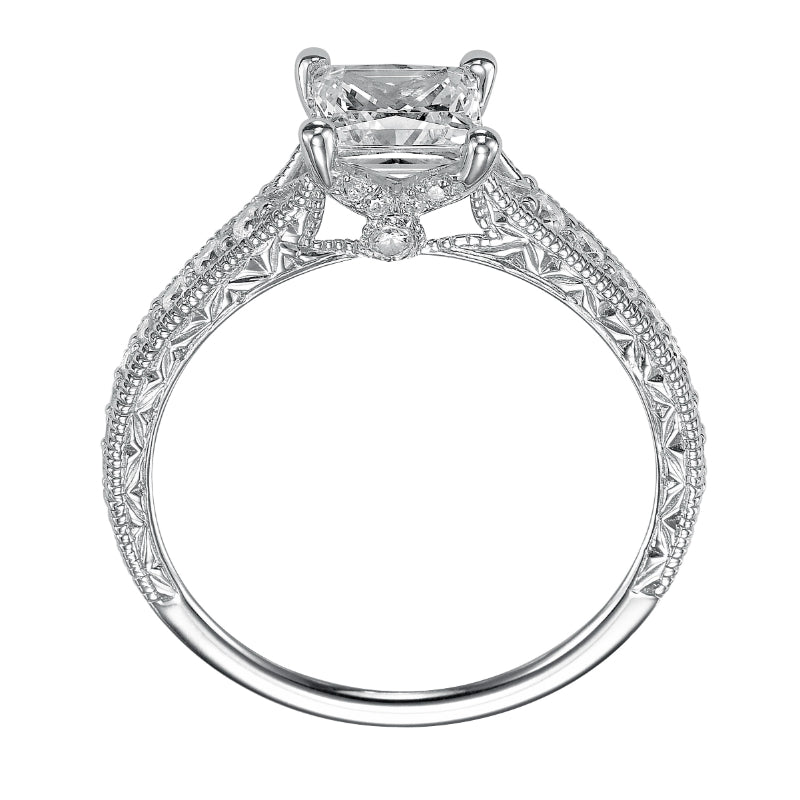 Artcarved Bridal Semi-Mounted with Side Stones Vintage Engagement Ring Ruth 14K White Gold