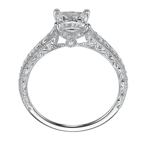 Artcarved Bridal Semi-Mounted with Side Stones Vintage Engagement Ring Ruth 14K White Gold