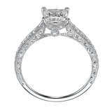 Artcarved Bridal Mounted with CZ Center Vintage Engagement Ring Ruth 14K White Gold