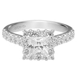 Artcarved Bridal Semi-Mounted with Side Stones Classic Halo Engagement Ring Yolanda 14K White Gold