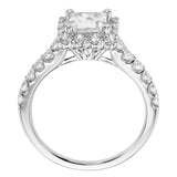 Artcarved Bridal Semi-Mounted with Side Stones Classic Halo Engagement Ring Yolanda 14K White Gold