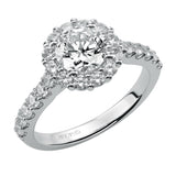 Artcarved Bridal Semi-Mounted with Side Stones Classic Halo Engagement Ring Yolanda 14K White Gold