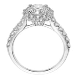 Artcarved Bridal Semi-Mounted with Side Stones Classic Halo Engagement Ring Yolanda 14K White Gold