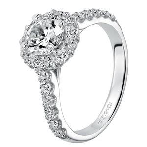 Artcarved Bridal Mounted with CZ Center Classic Halo Engagement Ring Yolanda 14K White Gold