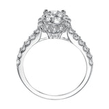 Artcarved Bridal Mounted with CZ Center Classic Halo Engagement Ring Genesis 14K White Gold