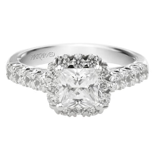 Artcarved Bridal Mounted with CZ Center Classic Halo Engagement Ring Jaime 14K White Gold