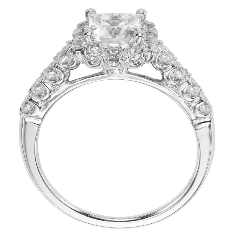 Artcarved Bridal Mounted with CZ Center Classic Halo Engagement Ring Jaime 14K White Gold