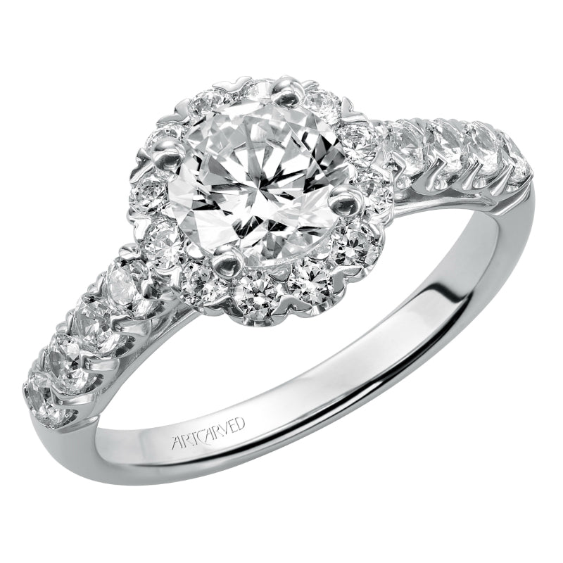 Artcarved Bridal Mounted with CZ Center Classic Halo Engagement Ring Jaime 14K White Gold